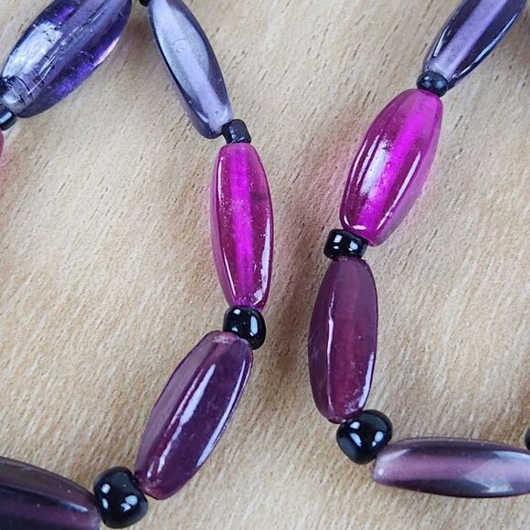 🩵Premier "Fuchsia" Purple & Pink Beaded Dangling Earrings - Picture 2 of 9